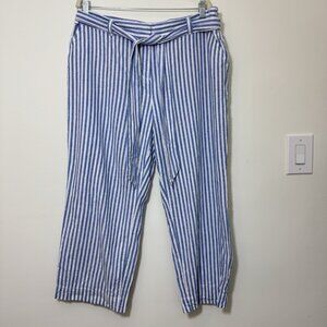 Vineyard Vines Women’s Linen Blend Crop Pants Size 16 Nautical Striped